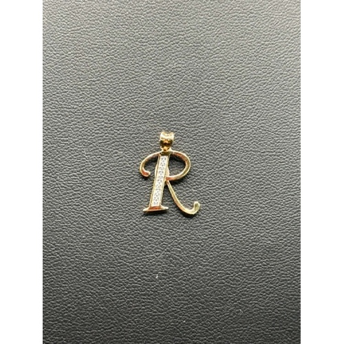 Unisex 9ct Yellow Gold Letter Initial R Pendant