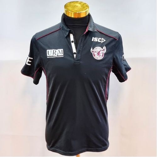 2017 Manly Warringah Sea Eagles NRL Players Polo Shirt ISC Black Small