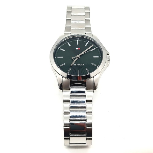 Tommy Hilfiger Mens Watch Green Dial Stainless Steel Band TH.303.1.14.3750