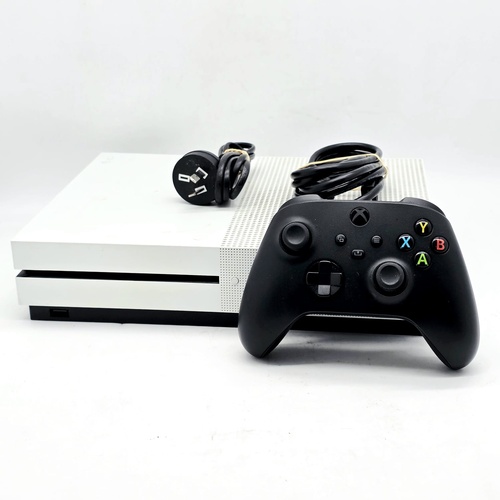 Microsoft Xbox One S 500GB Disc Console White 1681 with Controller and Cables