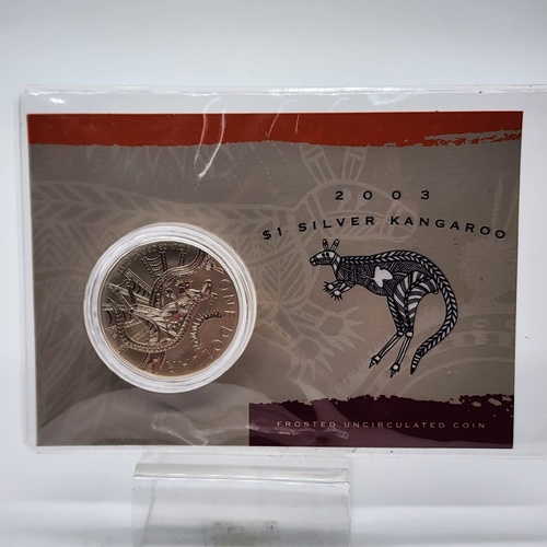 2003 Royal Australian Mint $1 Frosted Uncirculated Silver Kangaroo Coin