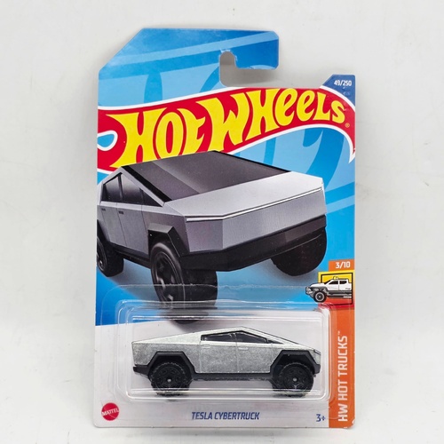 Hot Wheels Tesla Cybertruck Silver HW Hot Trucks 3/10 Diecast 49/250