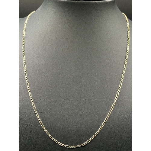 Unisex 9ct Yellow Gold Figaro Link Necklace