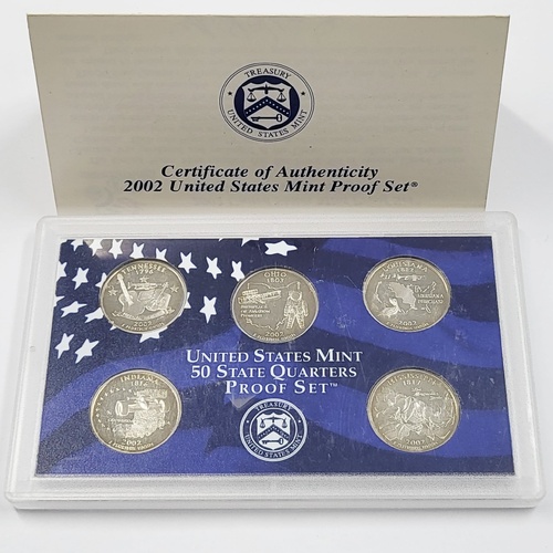 United States Mint 2002 50 State Quarters Proof Set w/ Certificate U.S. Coins