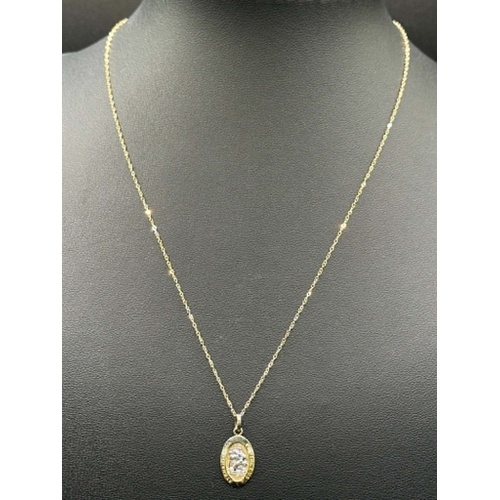 Unisex 10ct Yellow Gold Curb Link Chain & St Christopher Pendant 