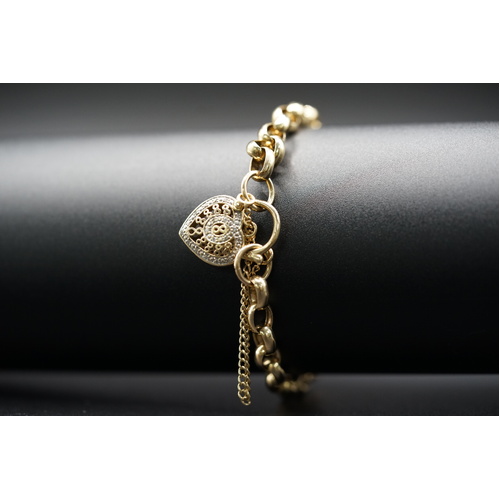 Ladies 9ct Yellow Gold Oval Belcher Link Bracelet