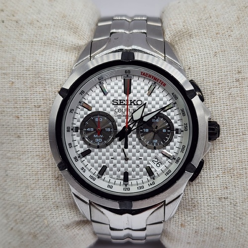 Seiko Coutura Chronograph Silver Dial Quartz Stainless Steel Watch SSB433