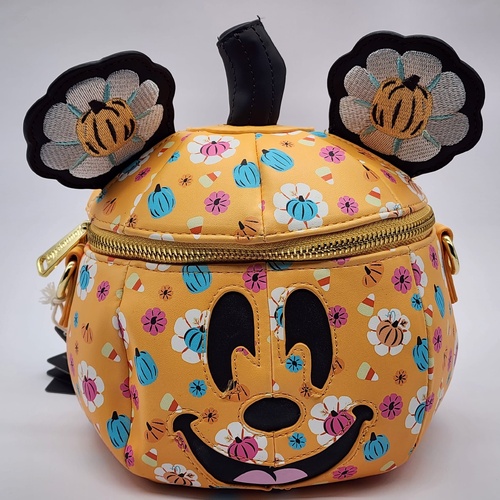 Disney Loungefly Mickey Pumpkin Crossbody Bag WDTB3305 Glow in the Dark