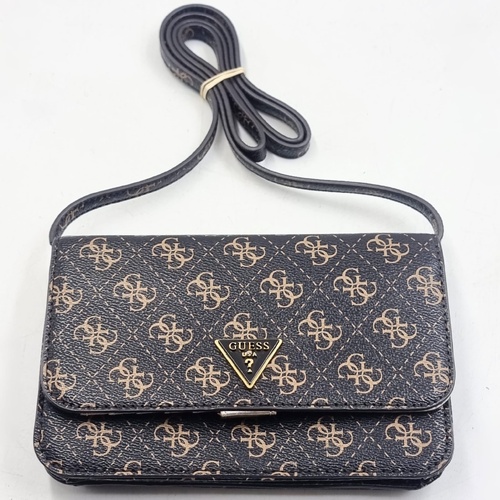 GUESS Noelle Phone Crossbody Wallet Bag Brown Logo Print Shoulder Purse