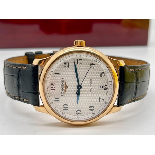 Longines Master Collection 18K Gold L2.628.8 38.5mm Automatic Leather Watch
