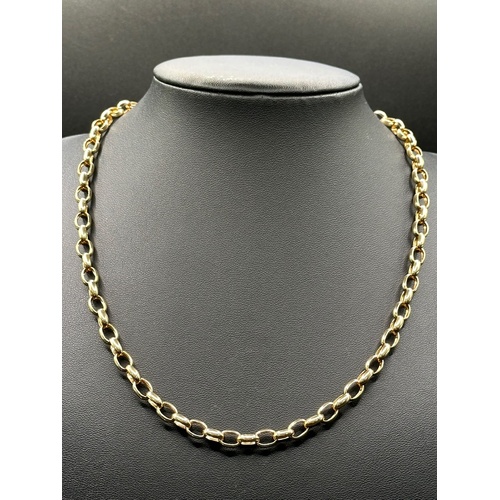 Ladies 9ct Yellow Gold Oval Belcher Link Necklace