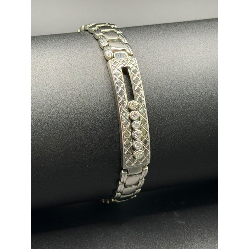 Unisex 14ct White Gold Diamond Fancy Link Bracelet