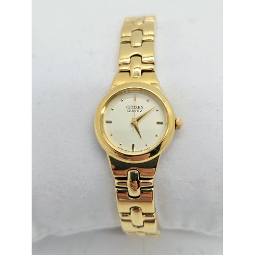 Citizen Ladies Gold Tone Analogue Quartz Watch Cream Dial EJ4103-54P