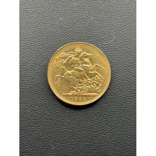 Unisex 22ct Yellow Gold Sovereign 1909 King Edward VII Coin