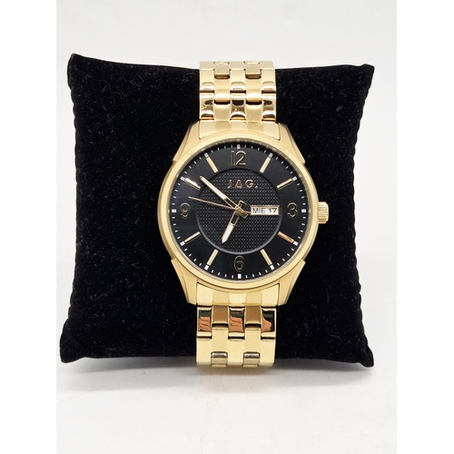 JAG J2438A Mens Gold Tone Black Dial Stainless Steel Quartz Watch