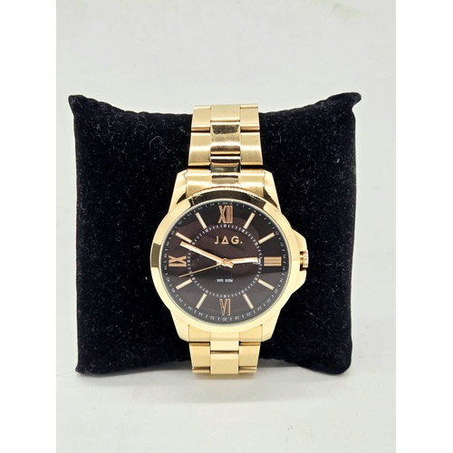 JAG J2156A Mens Analogue Quartz Watch Gold Tone Black Dial WR 50M
