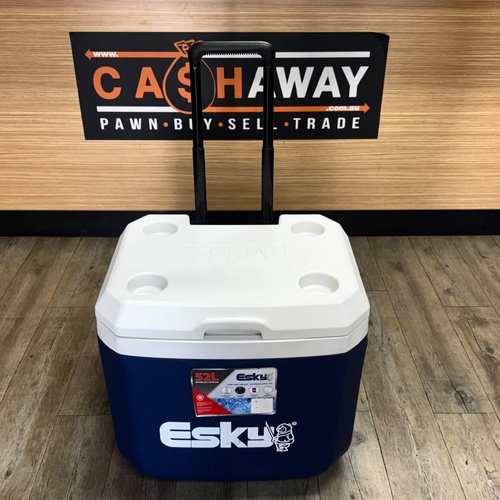 Esky 52L Wheeled Cooler Blue White Ice Box Camping Heavy Duty 1381611