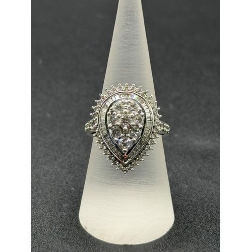Ladies 10ct White Gold Diamond Cluster Multi-Halo Ring
