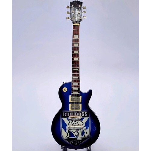 BULLDOGS Miniature Guitar Blue Black Collectible Display Model