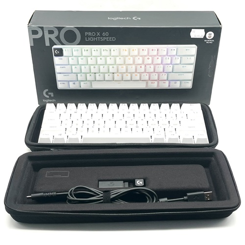 Logitech G PRO X 60 LIGHTSPEED Wireless Gaming Keyboard White with Case and Box
