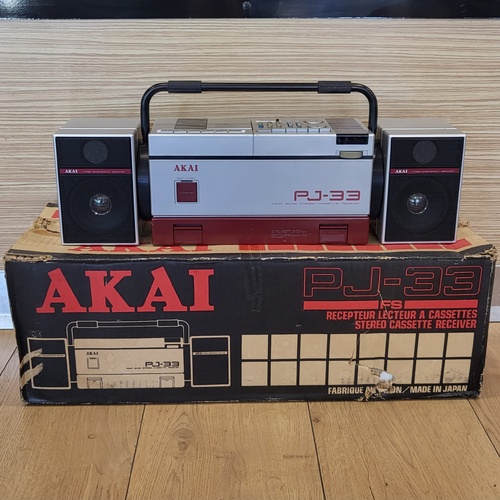 Akai PJ-33 Portable Stereo Cassette Receiver Boombox
