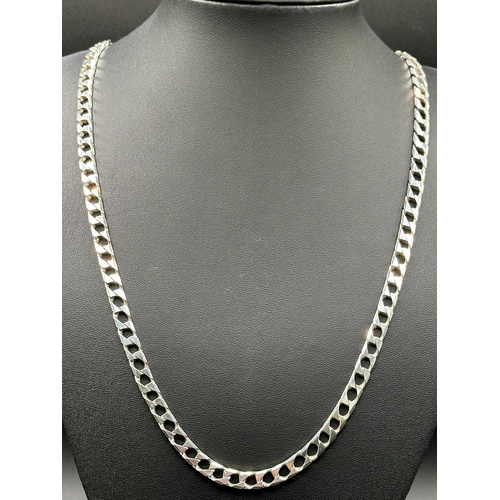 Unisex 925 Sterling Silver Square Curb Link Necklace