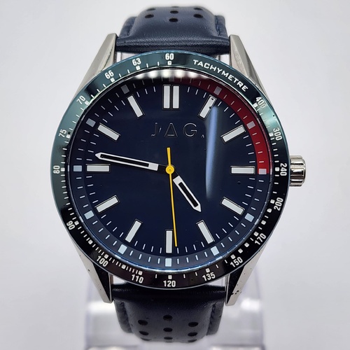 JAG Sandown J2849 Mens Watch Blue Dial Genuine Perforated Leather 5ATM