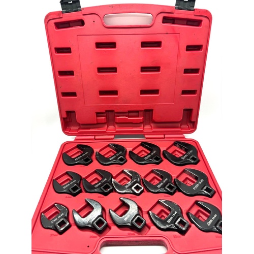 Toledo 301465 Crowfoot Wrench Set 14pc 1/2in Drive Metric 27-50mm