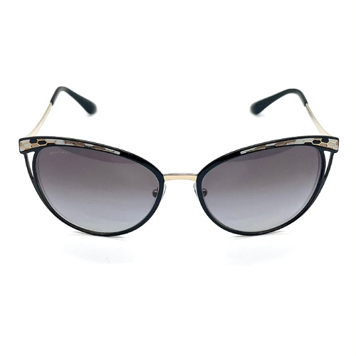 BVLGARI BV6083 2018/8G Womens Cat Eye Sunglasses Black Pale Gold Grey Italy
