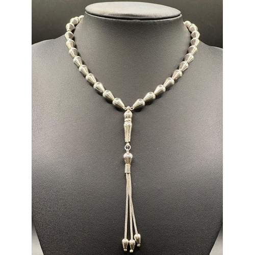 Unisex 925 Sterling Silver Muslim Tasbih Misbaha Prayer Beads with Tassel
