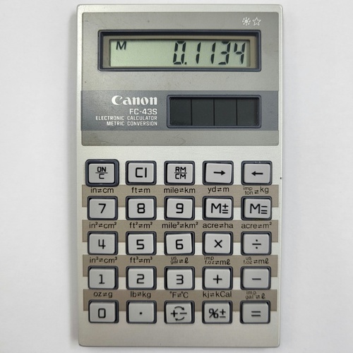 Canon FC-43S Electronic Calculator Metric Conversion