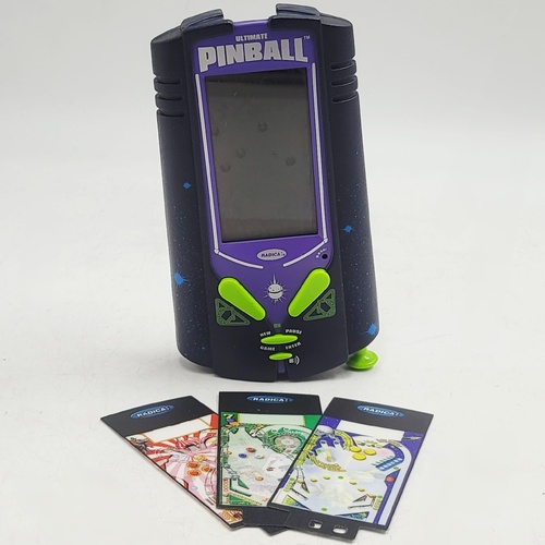 Radica Ultimate Pinball Electronic Handheld Game 2002 LCD Portable w/ 3 Playfield Cards