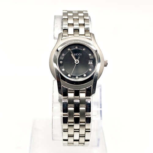 Gucci 5500L Ladies 11 Diamond Dial Swiss Quartz Stainless Steel Watch