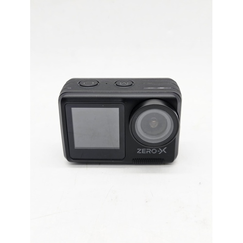 Zero-X ZX-60 4K UHD Waterproof Action Camera Dual Screen WiFi and Accessories