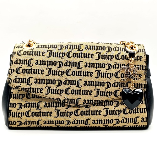 Juicy Couture The Glam Shoulder Bag Gold Bronze Heart Chain Handbag