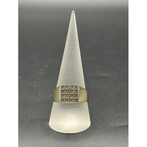Mens 9ct Yellow Gold Diamond Signet Ring