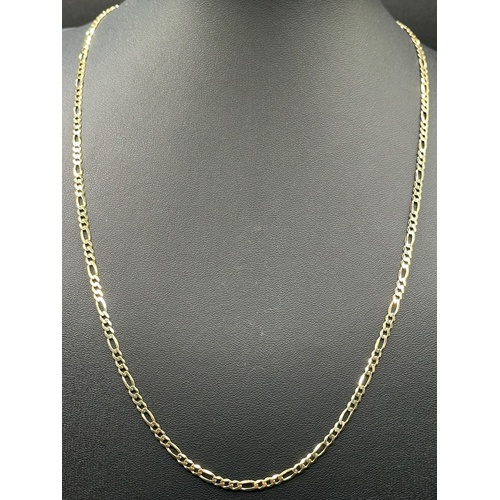 Unisex 9ct Yellow Gold Figaro Link Necklace