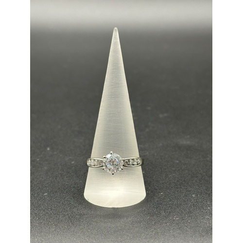 Ladies 14ct White Gold Cubic Zirconia Solitaire Ring