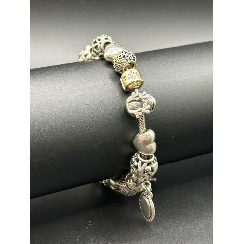 Ladies 925 Sterling Silver Pandora Charm Bracelet with 20 Mixed Charms