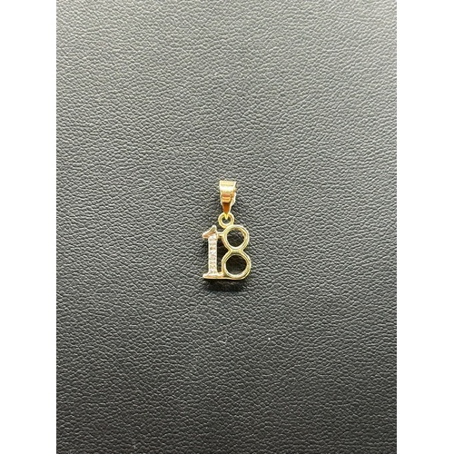 Ladies 9ct Yellow Gold Diamond Number 18 Pendant