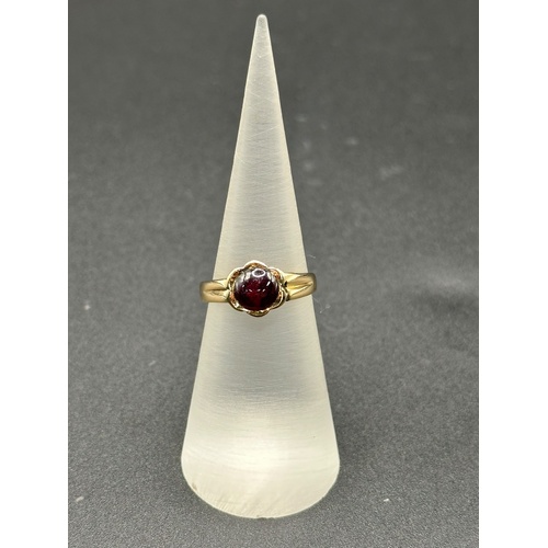 Ladies 18ct Yellow Gold Red Gemstone Solitaire Ring Size K