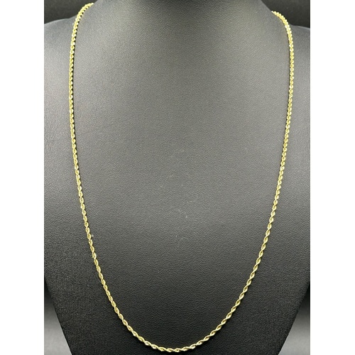 Unisex 18ct Yellow Gold Rope Link Chain Necklace