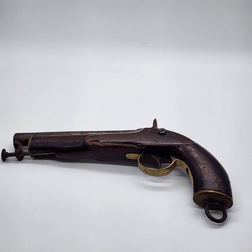 Replica Antique 19th Century Percussion Pistol Curved Grip Uncertified