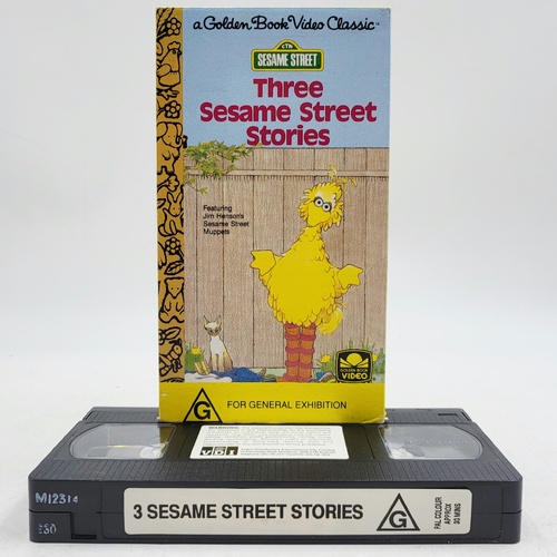 Sesame Street Three Stories VHS Golden Book Video Classic Big Bird