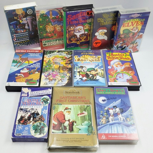 Assorted Christmas VHS Tape Lot Set of 12 Kids Animated Holiday Classics PAL