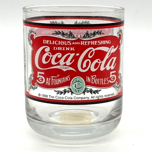 Vintage 1998 Coca-Cola 5c Fountains Bottles Drinking Glass Collectible