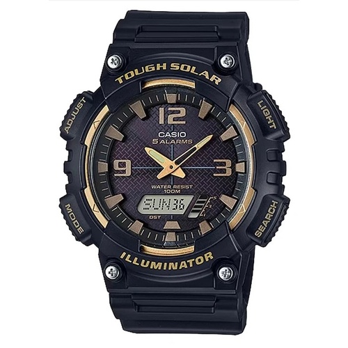 Casio AQS810W-1A3 Tough Solar Analog Digital Mens Watch Black Gold