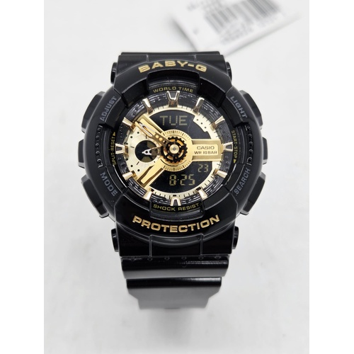 Casio Baby-G BA-110X-1ADR Black Gold Analog Digital Quartz Watch