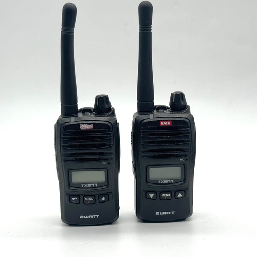 GME 2x TX677 2W UHF CB Handheld Radios Twin Pack Charger Included