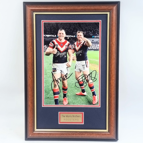 The Morris Brothers Brett Josh Morris Signed Framed Print Sydney Roosters NRL